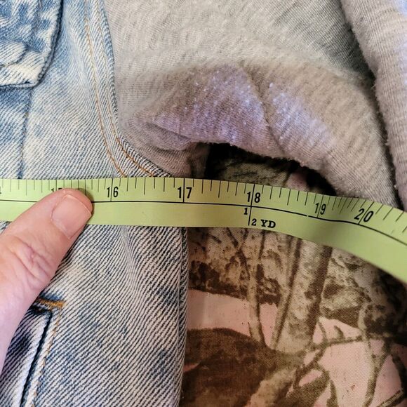 BlankNYC Denim Hood Jersey Quilted Truck Jacket Womens Size M - Picture 8 of 14